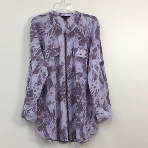 Rock and Republican Purple Marble Zipper Front Blouse Size XXL EXCELLENT
